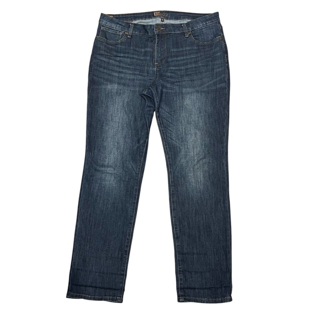 Kut From The Kloth Midrise Straight Boyfriend Jeans Women Size 12 Blue Denim